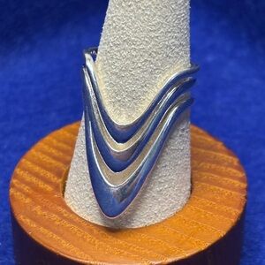 Silver Ring Adjustable Band Triple Dip Feature